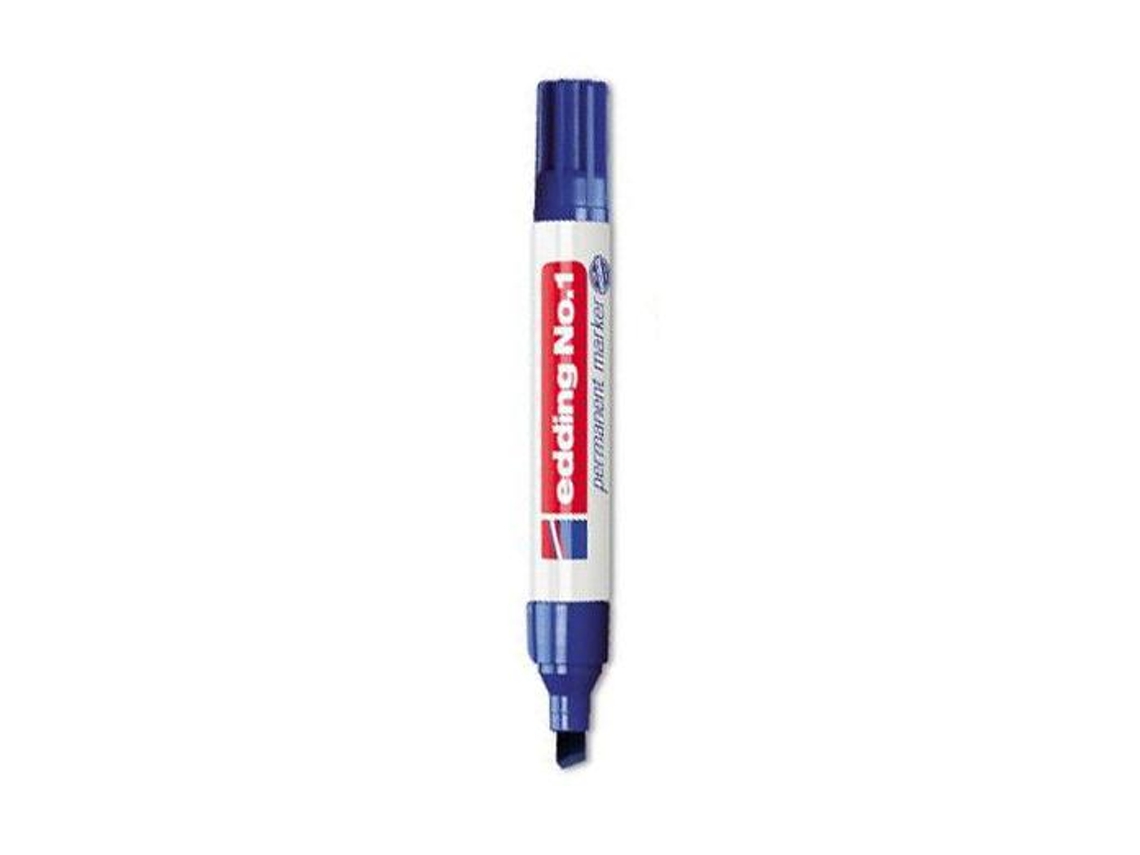 Marcador Edding Permanente 1 Azul -Ponta Biselada 5 Mm