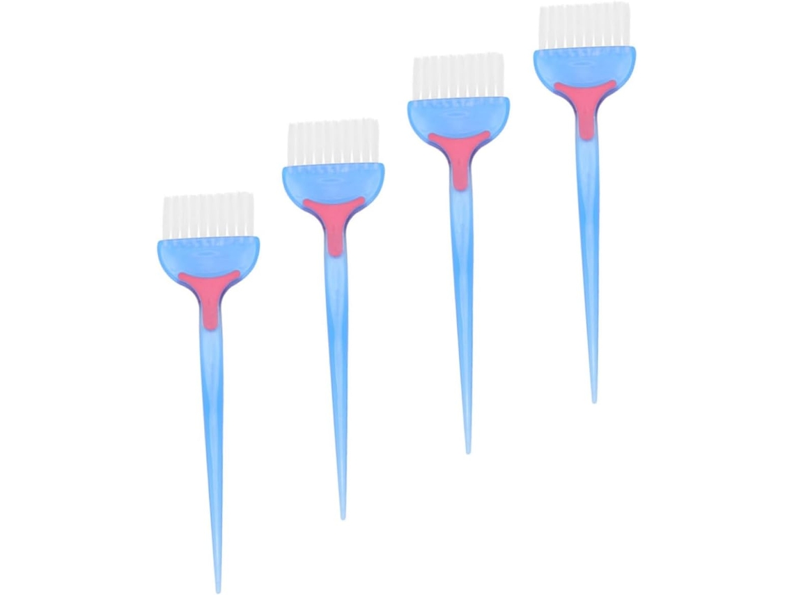 Conjunto De 4 Pincéis Azuis Em Abs Para Tingir Cabelo, Com Cerdas Macias Para Coloração E Cuidados Capilares Em Casa