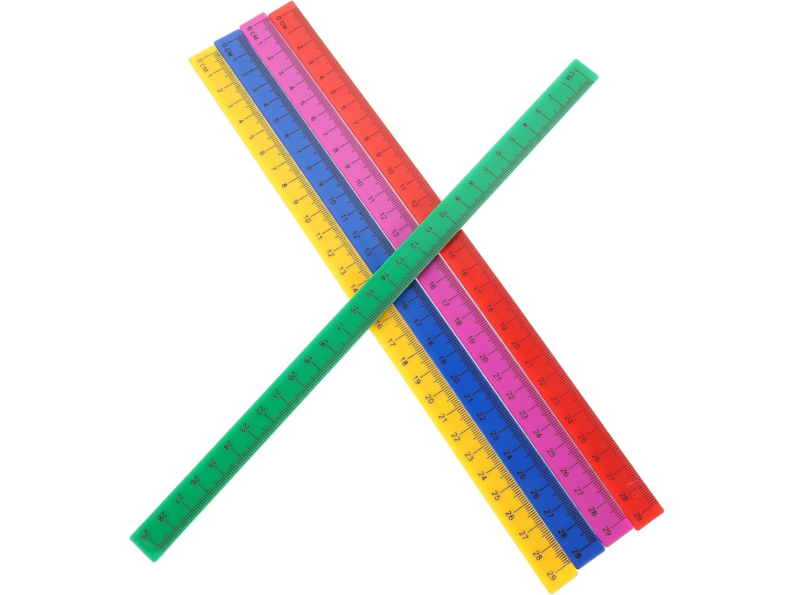 Regla magnética de plástico de 29 cm, juego de 5 colores vibrantes, graduada en centímetros P