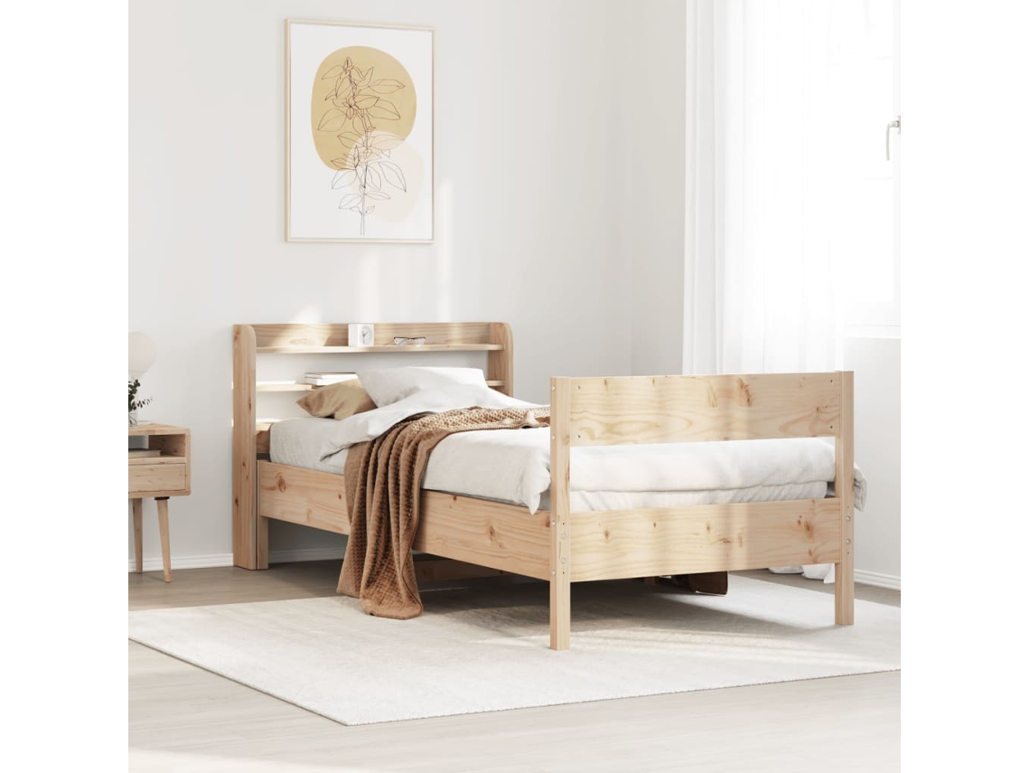 Vidaxl Cama Sem Colchão 75x190 Cm Madeira De Pinho Maciça