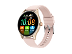 Smartwatch com chamadas Bluetooth, pagamentos offline, monitoramento cardíaco, dourado