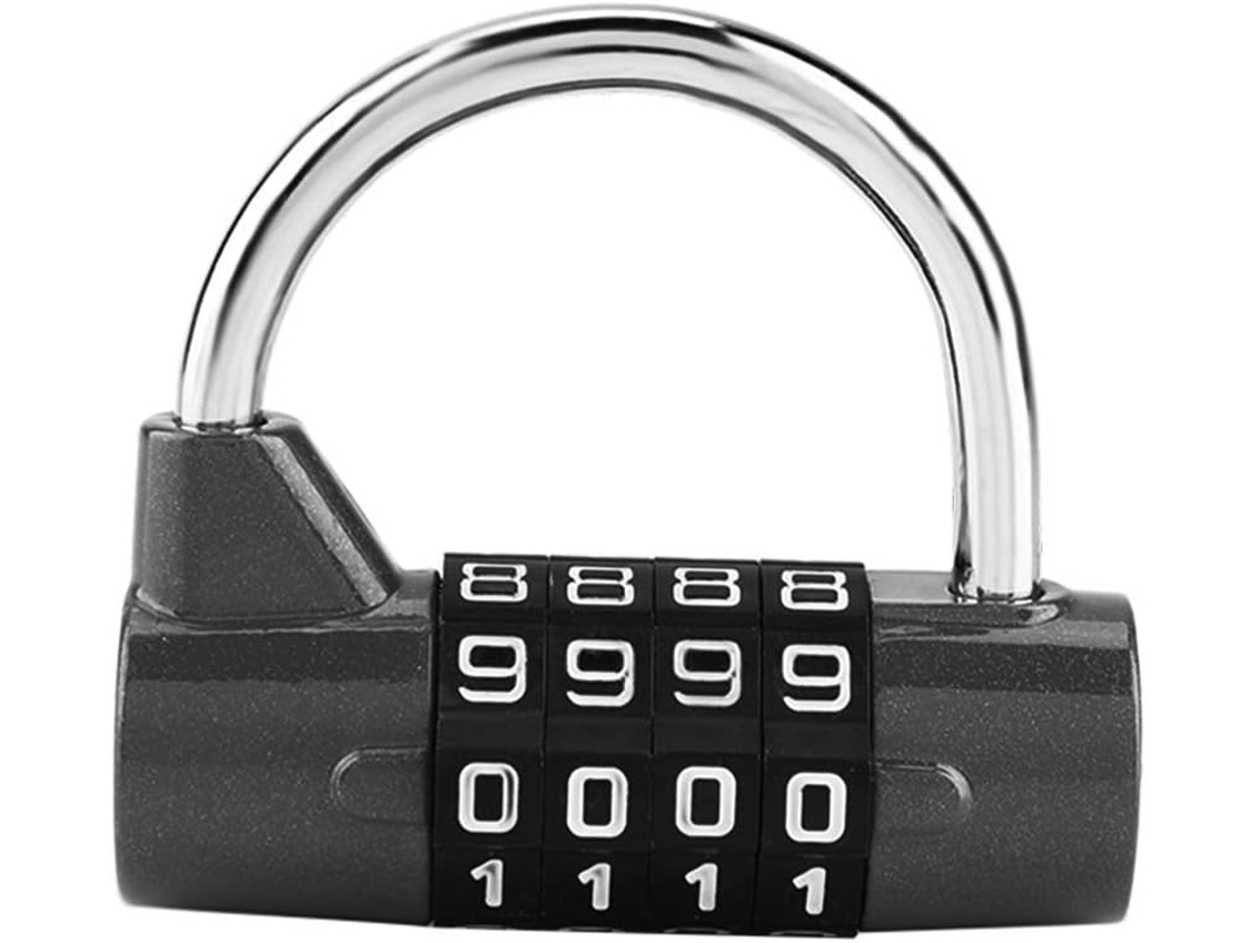 Cadeado Com Código De 4 Dígitos, Preto, Para Ginásio, Portas E Portões