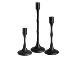 Conjunto De 3 Castiçais Cônicos De Metal Preto - Ideais Para Casamentos, Restaurantes E Decoração De Casa.
