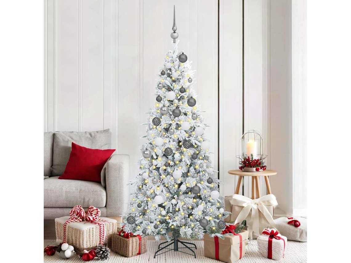 Vidaxl Árvore De Natal Articulada Artificial Branco 180 Cm Pe E Pvc