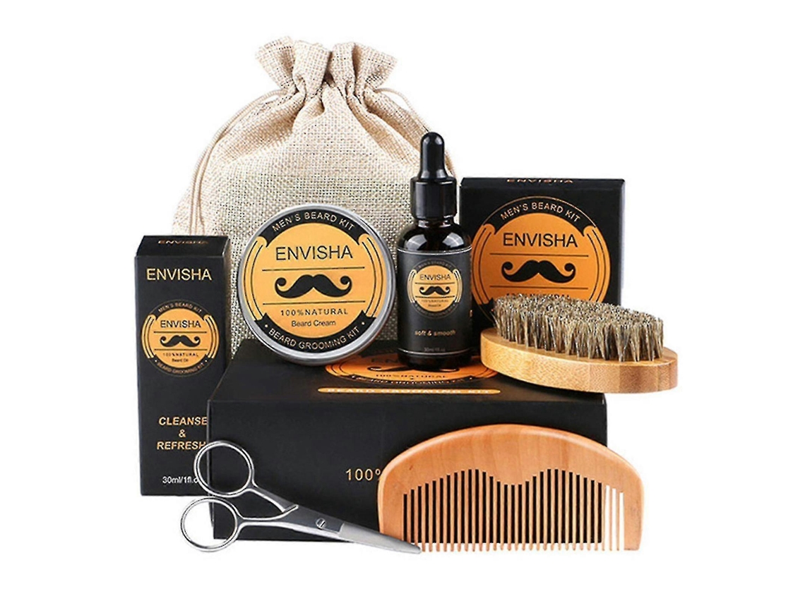 Kit De Cuidados Com A Barba De Alta Qualidade Com Bálsamo, Pente, Escova E Tesoura Para Homens Jinyubo Store