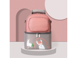 Primerox mochila Térmica para Leite Materno Duas Camadas Nylon Estabilidade de Temperatura Rosa Cinza