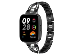 Bracelete para Redmi Watch 3 Metal Diamante em Formato de X Preta XIAOMOYU