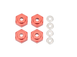 Mali 4pcs Conector Hexagonal Rc de Ligação Alumínio Adaptador de Roda Hexagonal para Carros Rc 1/10 Vermelho