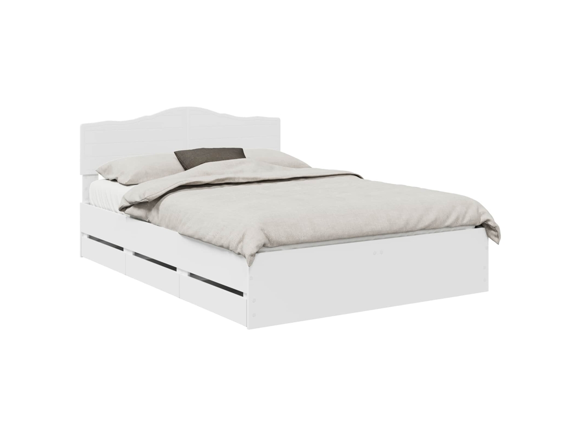 Estrutura de Cama Branco 140 X 190 cm Madeira de Engenharia