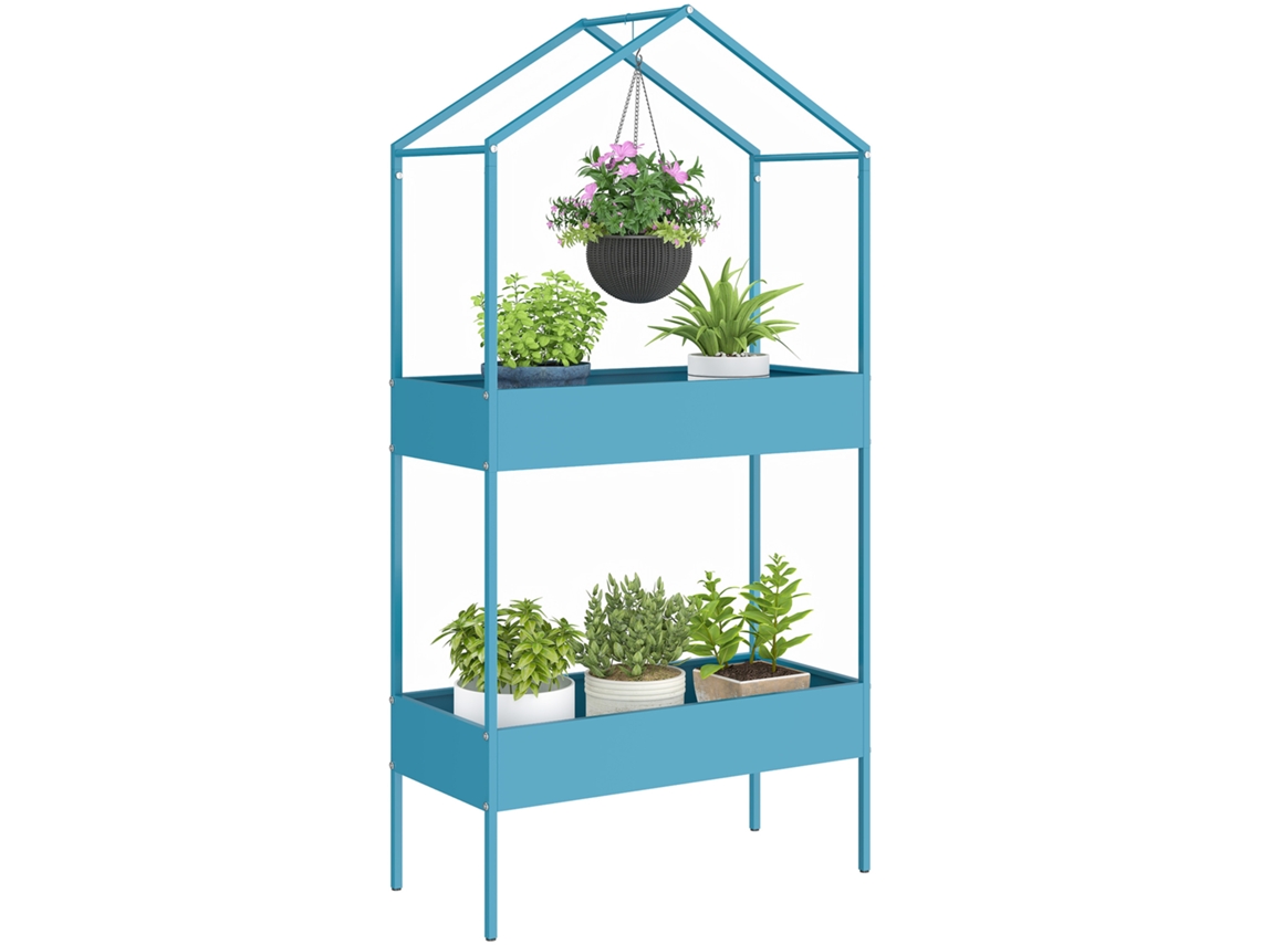 Suporte para Plantas de 2 Níveis com Gancho, CHEZMOI (azul esverdeado)