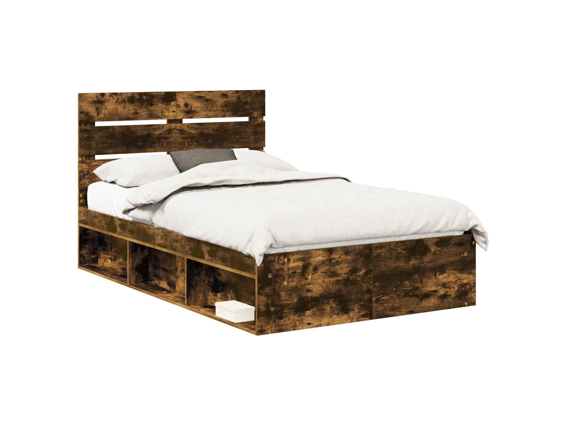 Estrutura da Cama com Cabeceira Carvalho Defumado 120x200 cm MAISON EXCLUSIVE