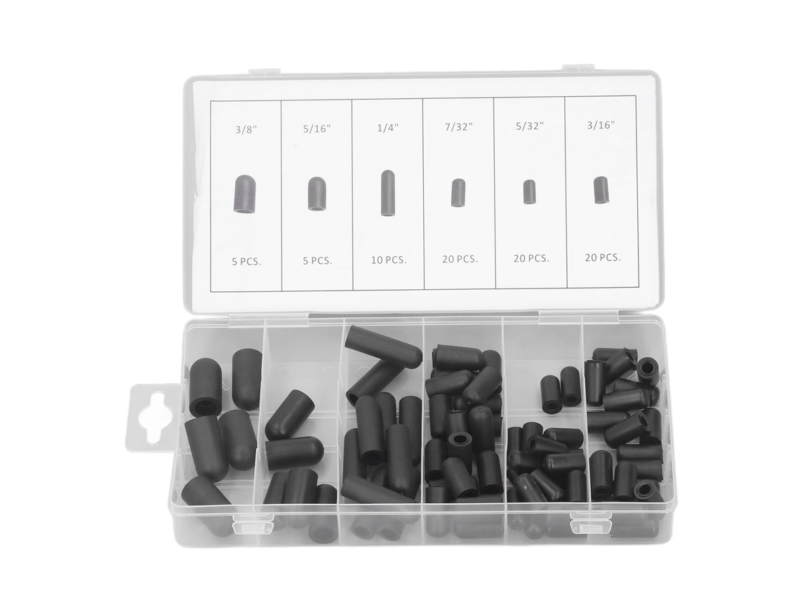 80pcs Kit Chapéu Vácuo Borracha Resistente A Alta Temperatura Sem Fugas 5/32in A 3/8in Preto