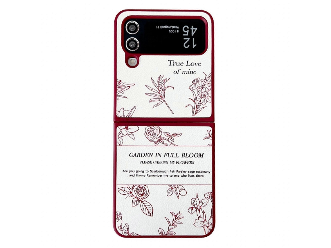Capa Para Celular Samsung Galaxy Z Flip5 Com Estampa De Flores Desenhadas À Mão