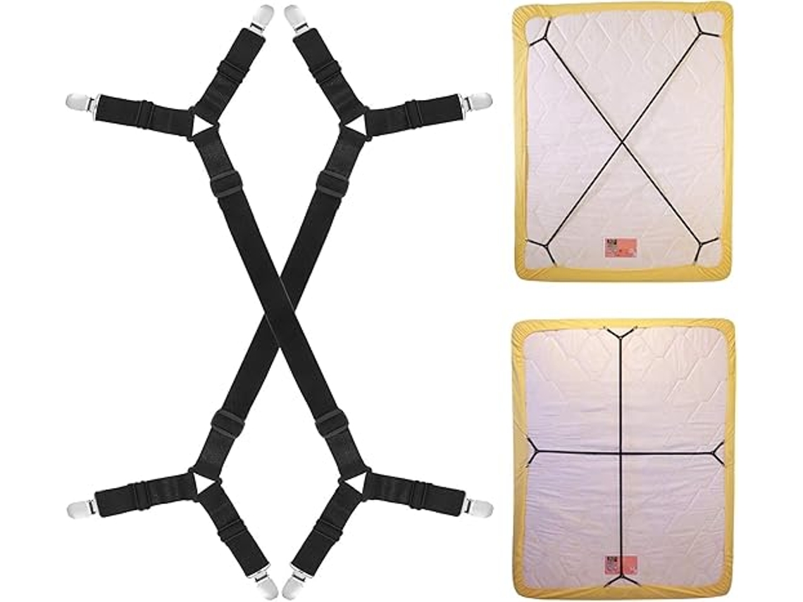 Prendedores De Ponto Cruz (preto 2 Peças), Alça De Lençol Longa Ajustável, Adequada Para Lençóis Pesados, Capas De Edredom E Lençóis Em Al
