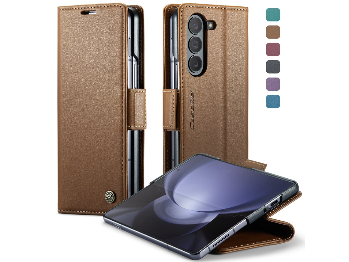 Capa Protetora De Couro Para Celular Com Compartimento Para Cartão, Antifurto E Resistente A Quedas.marrom - Samsung Z Fold5