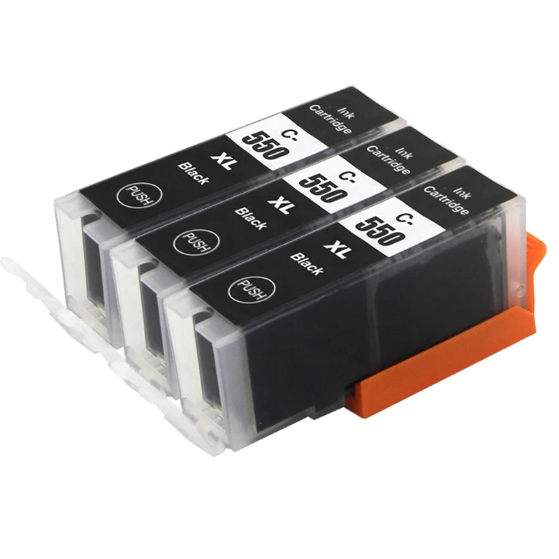 3 Tinteiros Pretos Pgi550 Cli551 para Canon Mg6350 Mg7150 Ip8750 Ip7250 MDUG