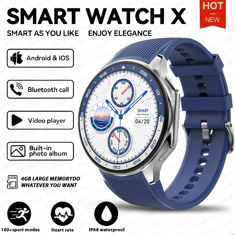 Smartwatch , Som Surround 3d, Reprodução de Mp3 e Mp4, 4 Gb de Memória. MDUG (silicone Azul)