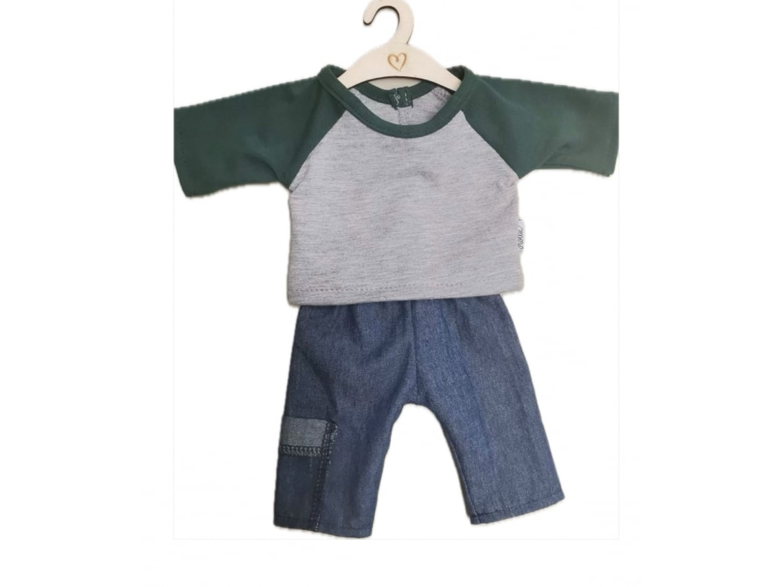 Conjunto De Roupa Para Boneca Hollie Calça Jeans Com Bolso E Camisa Verde Roupa Para Boneca