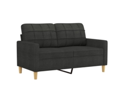 2 Pcs Conjunto de Sofás com Almofadões Tecido Preto SYFAX