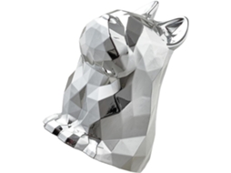Caixa De Lenços Decorativa E Reciclável Em Abs Prateado Com Elegante Formato De Cachorro.