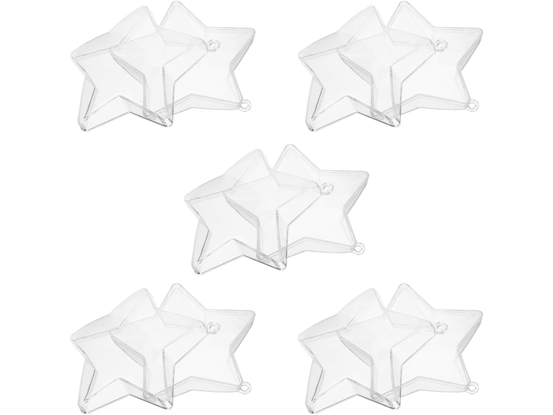 10 Bolas De Plástico Transparente Em Formato De Estrela Para Pendurar E Encher.