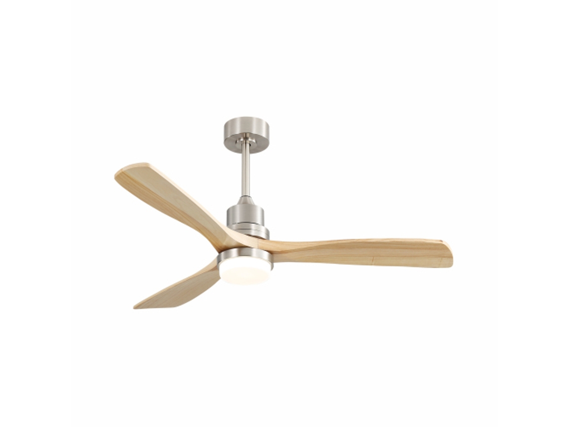 Ventilador Teto 52 Led Dimmável 6 Vel. 3 Pás Madeira Motor Dc Reversível P/ Quarto Ziwei Store