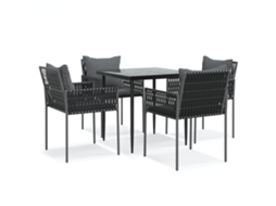 Conjunto de 5 Jantar para Jardim com Almofadões Vime Pe e Aço MAISON EXCLUSIVE (5pcs)