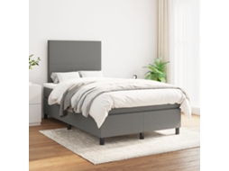 Vidaxl Cama Com Molas/colchão 120x200 Cm Tecido Cinzento-escuro