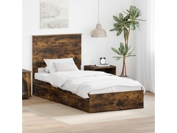 Vidaxl Cama Com Armazenamento Carvalho Defumado 100 X 200 Cm