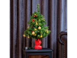 Pequena Árvore De Natal 60cm Com 15 Luzes Led E Decorações