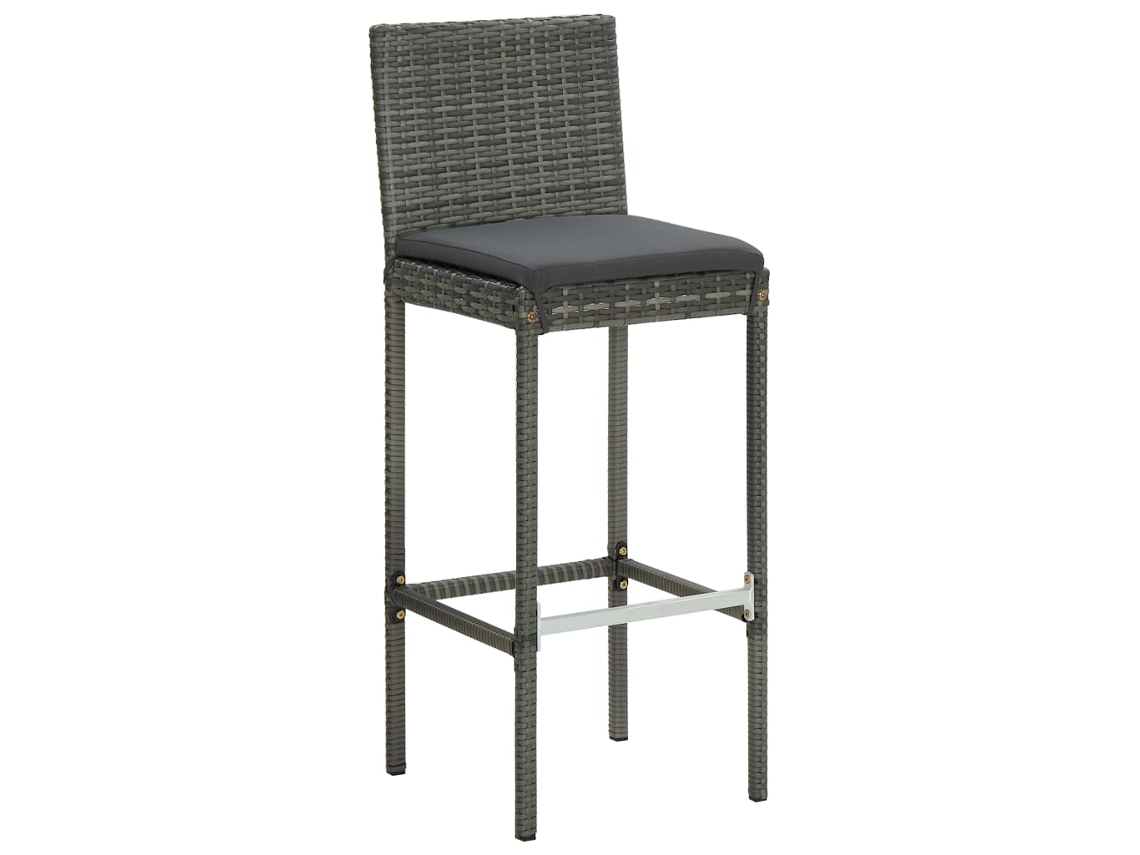 Maison Exclusive - Bancos De Bar Com Almofadões 6 Pcs Vime Pe Cinzento