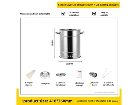 Grelha Envolvente Em Aço Inoxidável Para Carvão, Design Sem Fumaça, Forno Portátil Para Camping, Ferramenta Ideal Para Churrasco Doméstico. Viewleaf