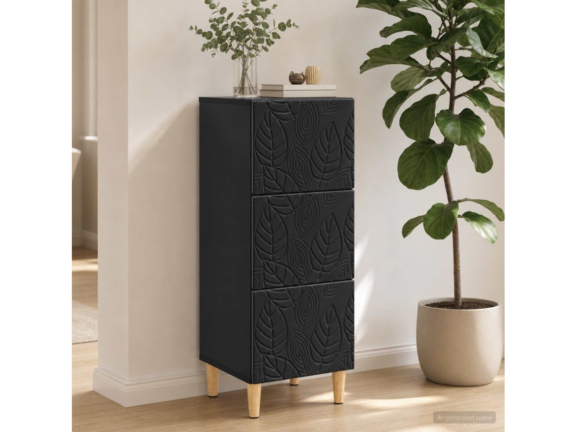 Vidaxl Gabinete De Gavetas Preto 33 X 34,5 X 90 Cm