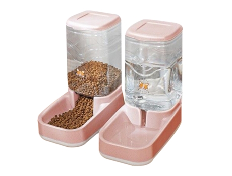 Conjunto de Dispenser de Comida e Água Por Gravidade para Cães e Gatos com Tigela KOFIHETY