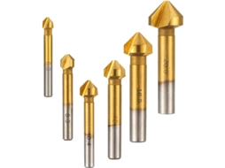 2026 6 Peças de Fresa Cônica Hss 90° com Revestimento de Titânio 6.3 20.5mm para Madeira, Metal e Pvc
