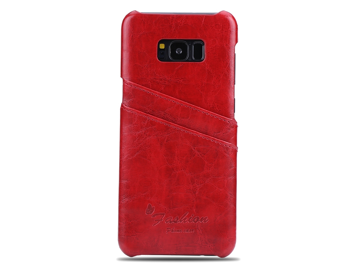 Capa de couro vermelha com slot para cartão para Samsung S8 Plus EOOCOO