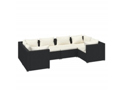 Maison Exclusive - 6 Pcs Conjunto Lounge De Jardim C/ Almofadões Vime Pe Preto