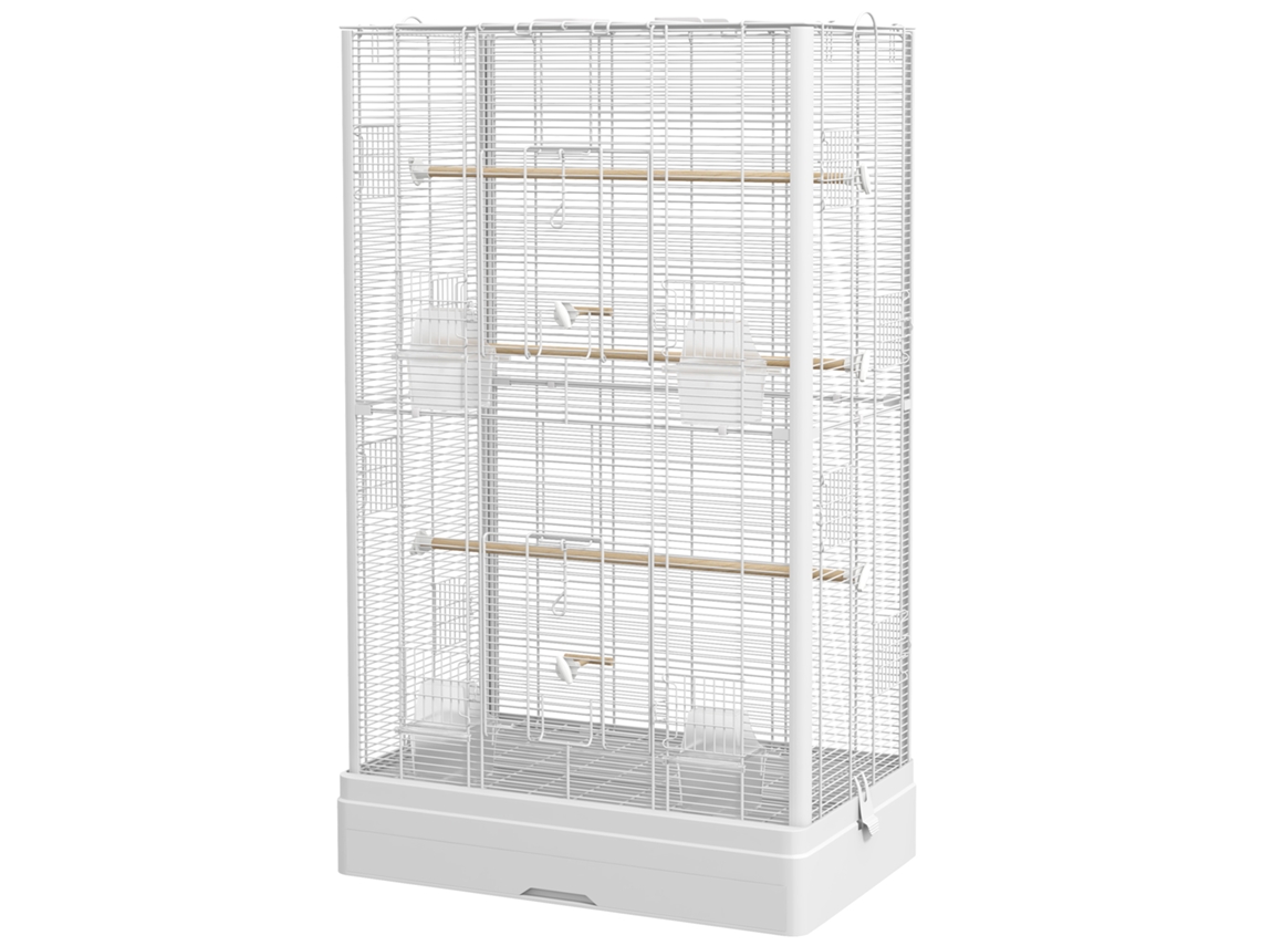 Gaiola para canários e periquitos branco, 61x36,5x98cm, com portas e pouso | S/MARCA