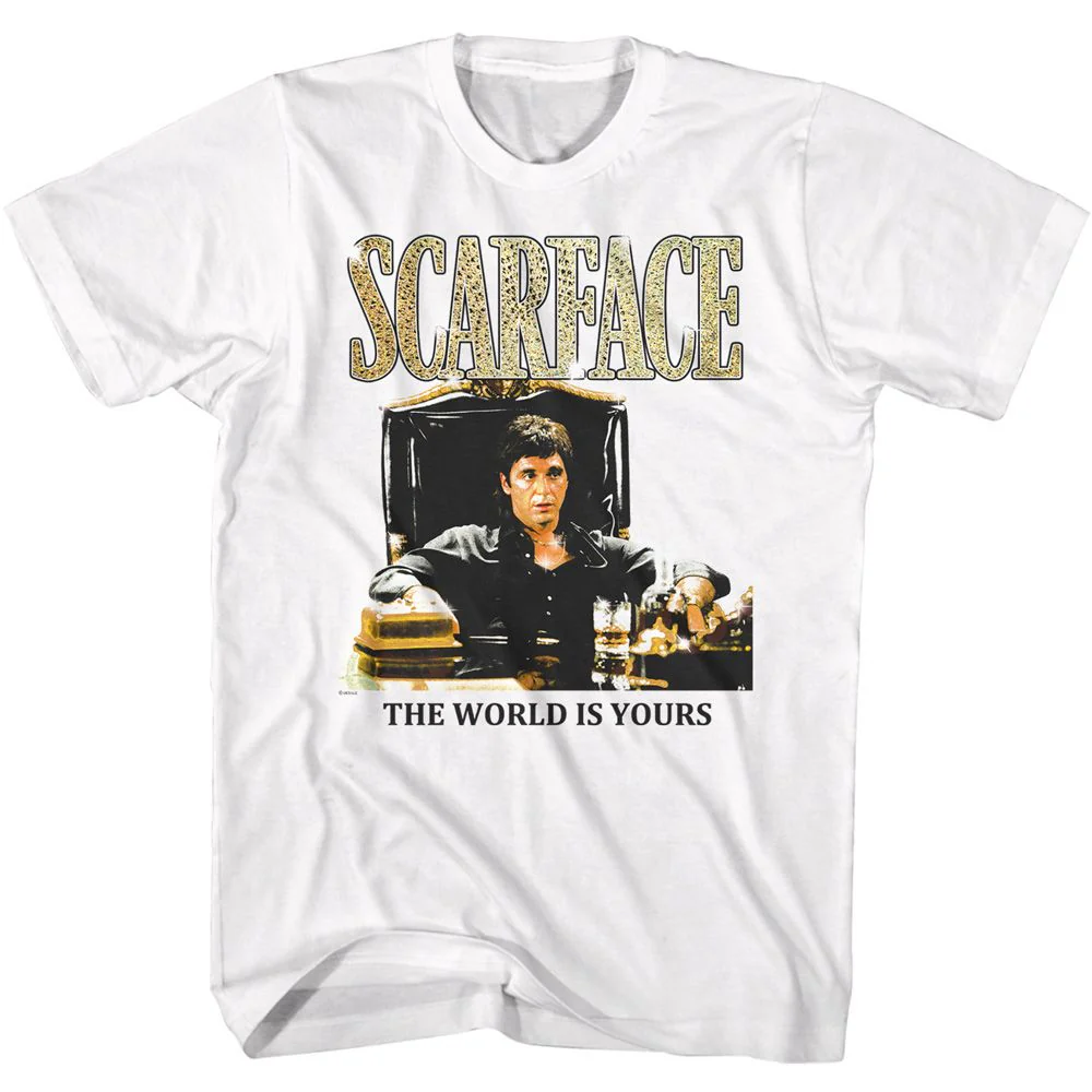 Unisex Adult T-shirt Rockinstone Scarface Movie Desk Sit White Sizexxxl