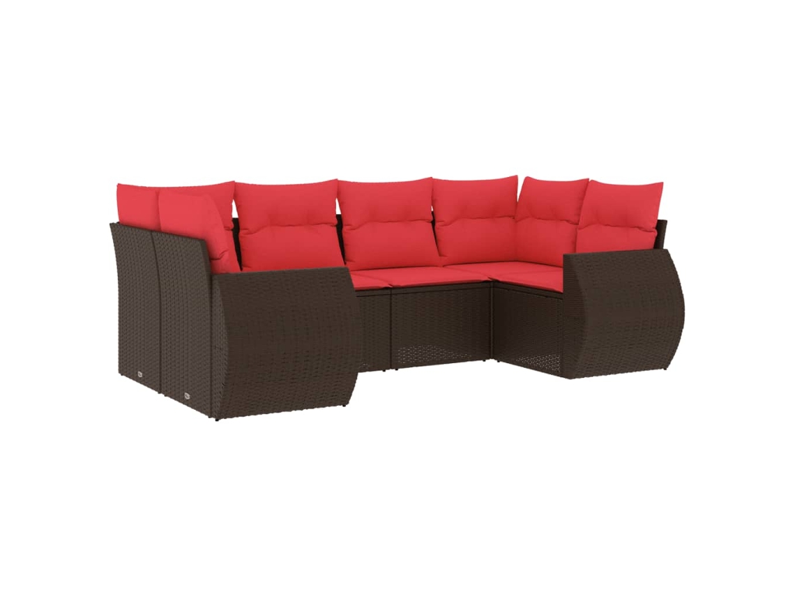 Conjunto de Sofá de Jardim, 6 Peças, Almofadas, Rattan Preto MAISON EXCLUSIVE