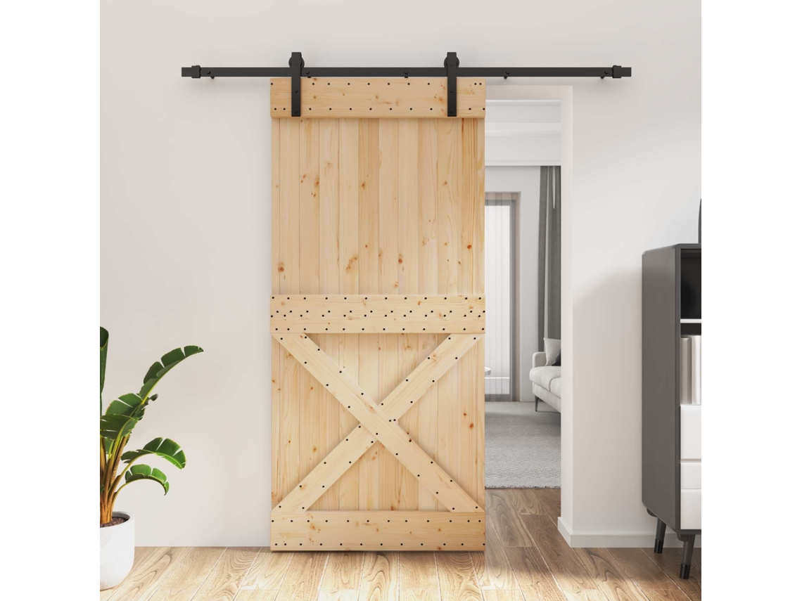 Vidaxl Porta Deslizante Natural E Preto 95 X 210 Cm
