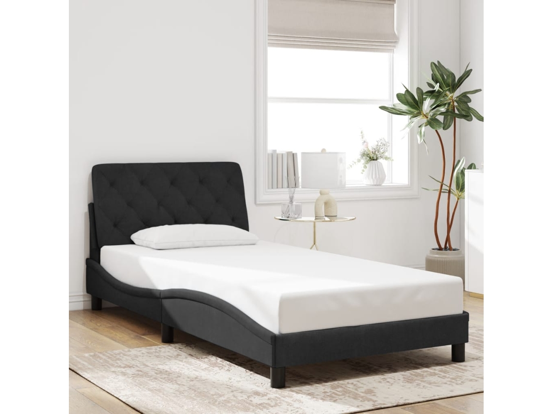 Estrutura De Cama Sem Colchão 100x200 Cm Veludo Preto