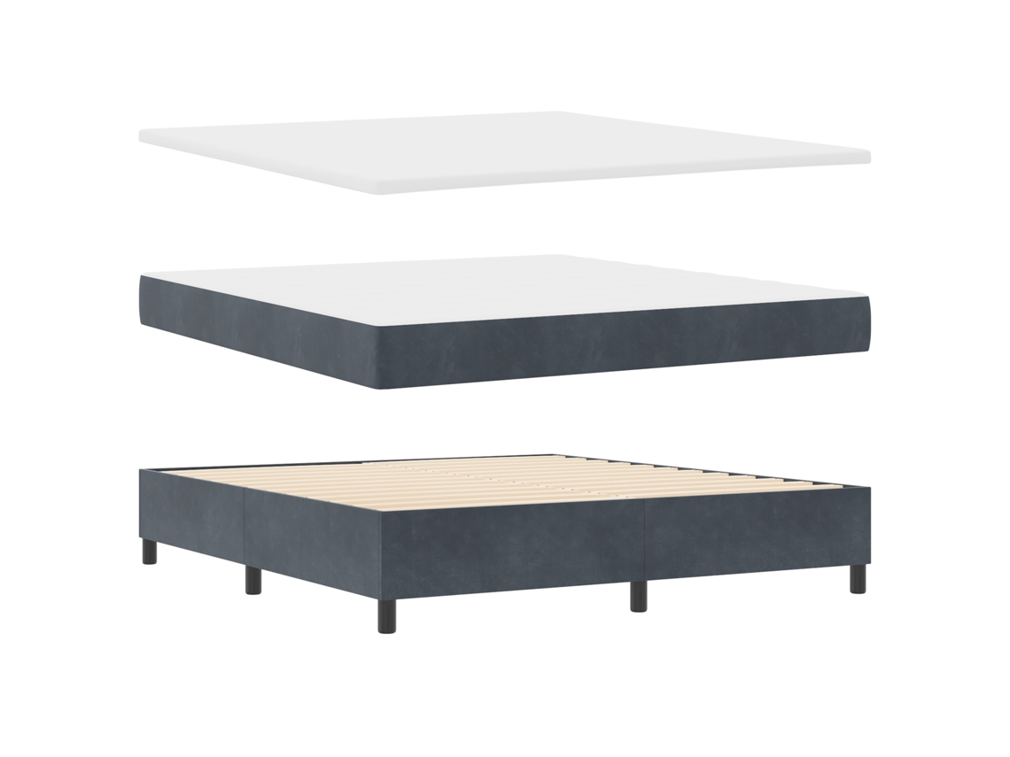 Cama Bocom Colchão & Banco Cinza Escuro Veludo Vidaxl Cinzento Fabric (180 X 200 Cm)