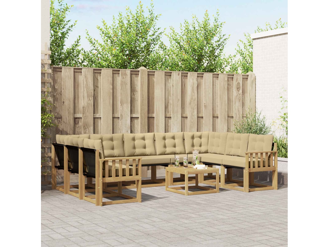 Vidaxl Conjunto De Sofás Para Exterior 10 Unid. Branco E Bege