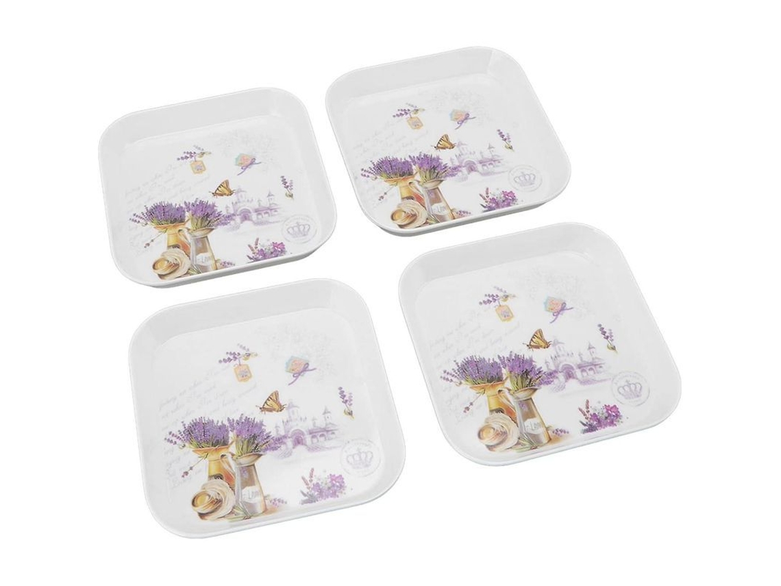 Plato De Frutas Y Snacks, 4 Piezas 15cm Capacidad Grande Material Melamina Para Hogar Escuela Restaurante (lavanda) Lavanda