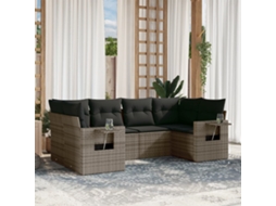 Vidaxl 6 Pcs Conjunto Sofás De Jardim Com Almofadões Vime Cinzento