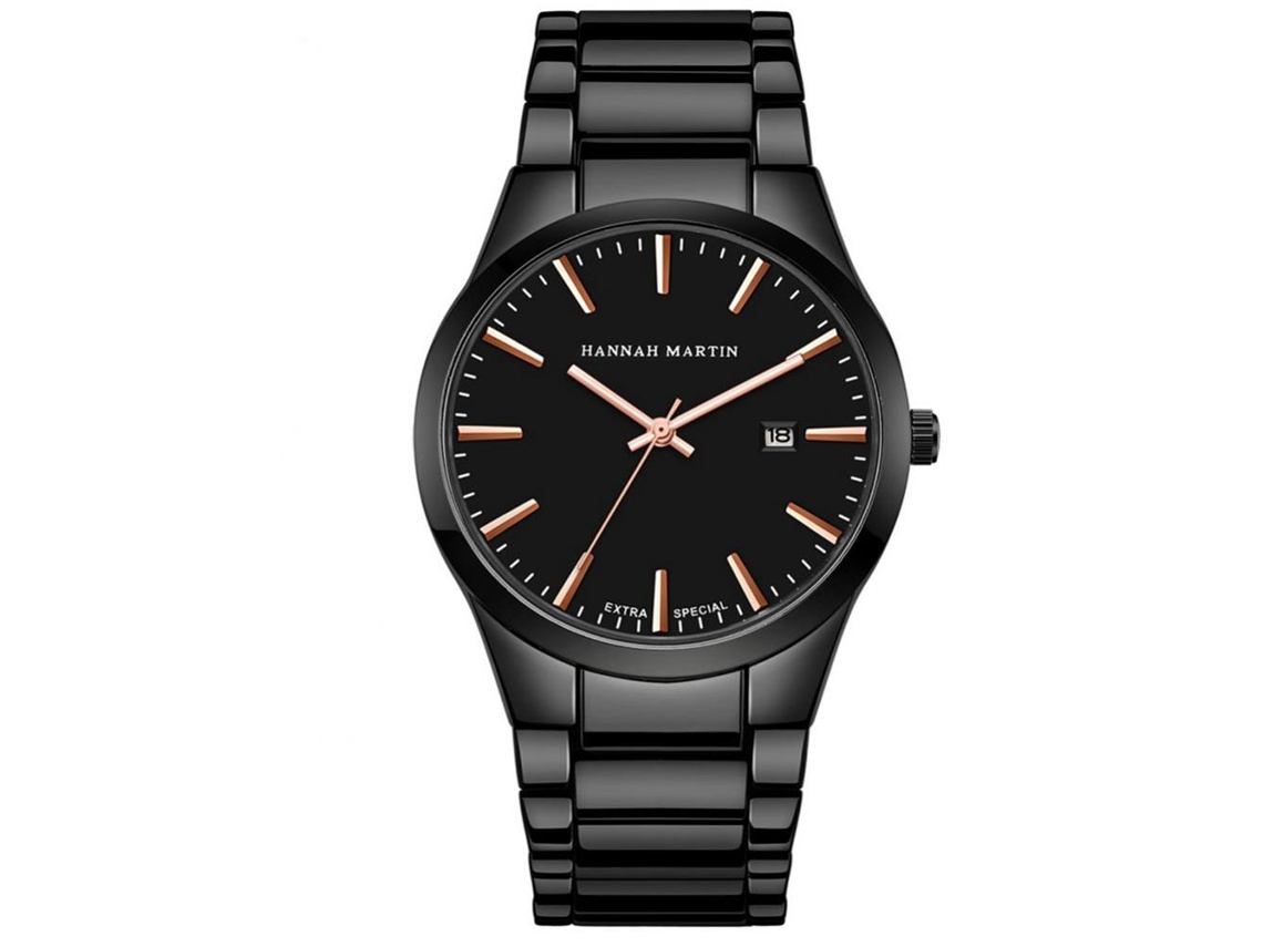Relógio masculino Hannah Martin HM-1756FH, com pulseira redonda analógica de quartzo em aço.