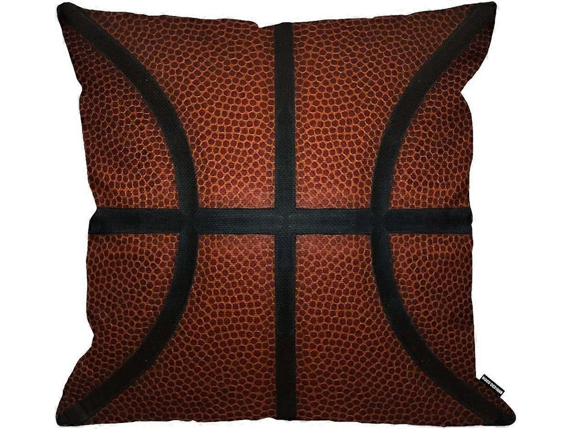 Capa De Almofada Para Sofá Com Textura De Couro Esportiva, Vermelho E Preto, Tema Basquete. Fronha 18x18 Polegadas (45x45cm)