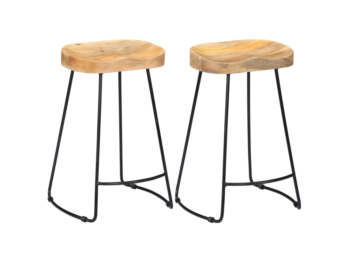 Vidaxl Bancos De Bar Gavin 2 Pcs Madeira Mangueira Maciça