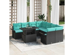 Vidaxl Conjunto De Sofá De Jardim 9 Unid. Preto